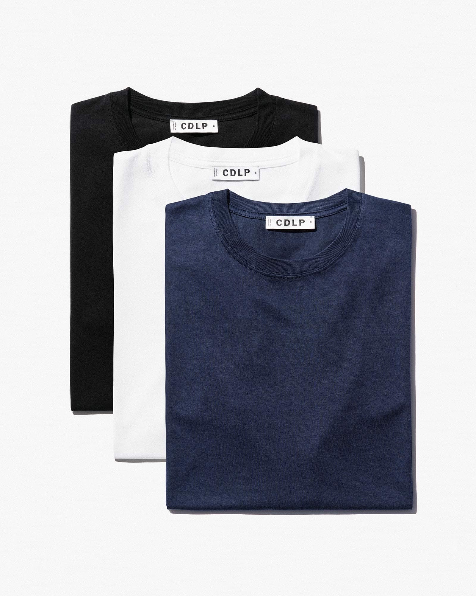 3 × Men's Midweight T-Shirt in White, Navy Blue, Black | Shop — CDLP