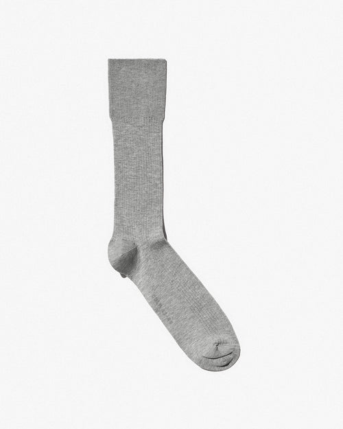 Mid Length Cotton Rib Socks in grey melange color