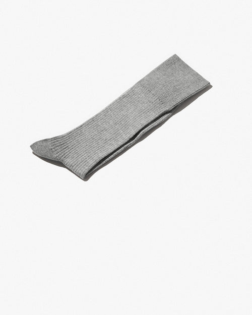 Mid Length Cotton Rib Socks in grey melange color