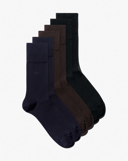 Unisex Mid Length Cotton Socks in Black, Dark Brown, Dark Navy - CDLP