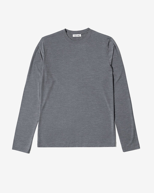 Merino Blend Long Sleeve T-Shirt in Grey Melange by CDLP against a neutral white background.