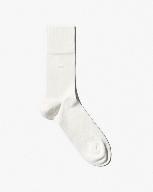 Unisex Mid Length Cotton Socks in White - CDLP