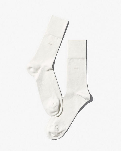 Unisex Mid Length Cotton Socks in White - CDLP