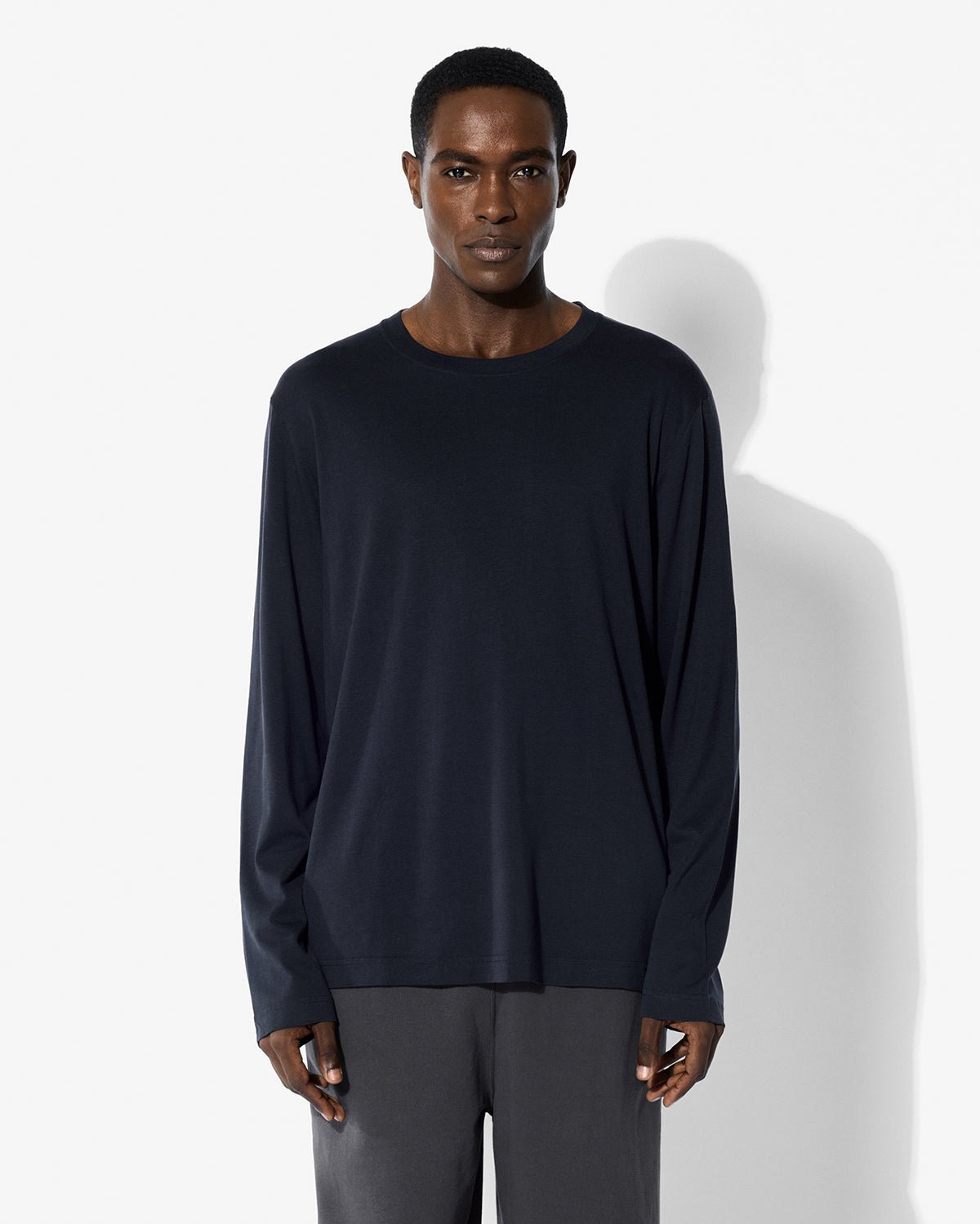 Men's Midweight Long Sleeve T-Shirt in Dark Navy | Shop—CDLP