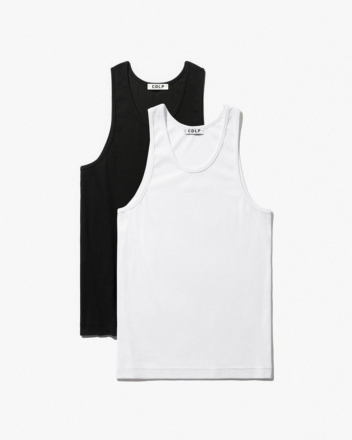 Men's Rib Tank Top in Off-Black, White - CDLP