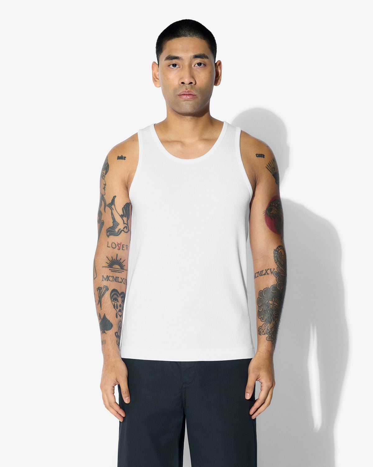 ロンハーマン　Bare Rib Tank Top タンクトップ　ホワイト　XS オーガニックコットン タンクトップ｜Ron Herman(ロンハーマン)｜Ron