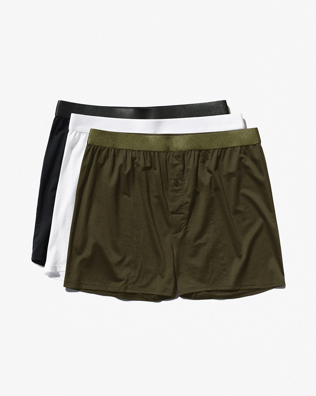 men's underwear Boxer Shorts in white, olive green, black color