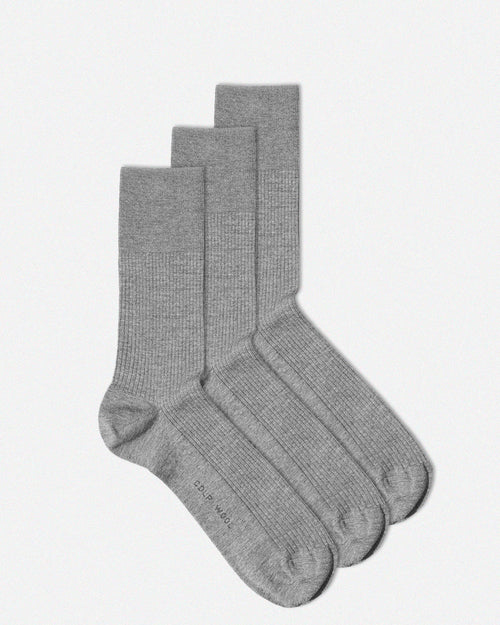 3 × Mid Length Wool Rib Socks - CDLP