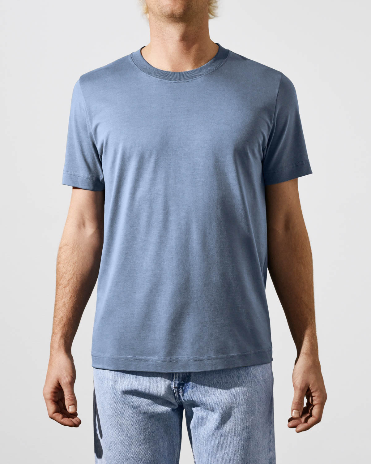 3 × Men's Midweight T-Shirt in Black, White, Steel Blue 3 × Men's Midweight T-Shirt in Black, White, Steel Blue