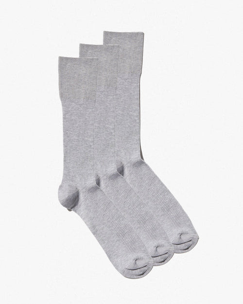 Mid Length Cotton Rib Socks in grey melange color
