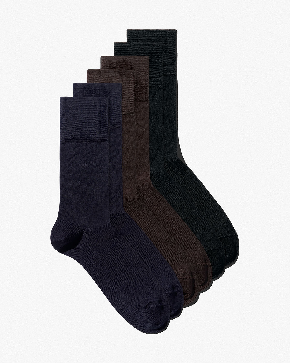 Unisex Mid Length Cotton Socks in Black, Dark Brown, Dark Navy - CDLP
