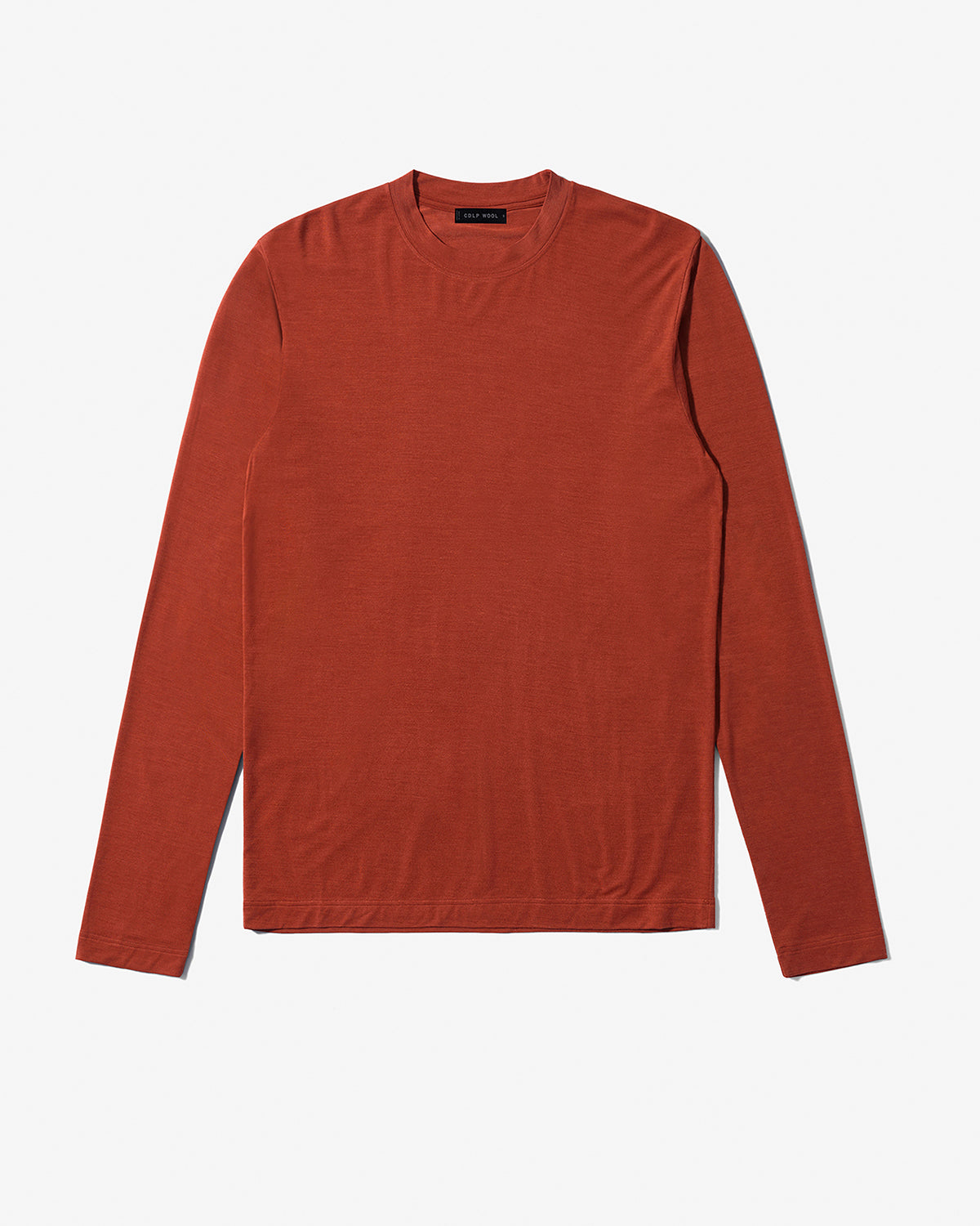 Merino Blend Long Sleeve T-Shirt in Rust by CDLP, shown flat on a white background.