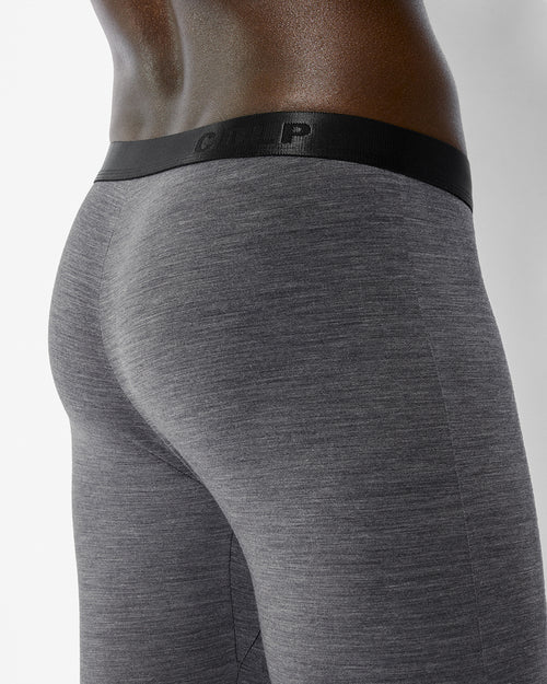 Close-up of our Merino Blend Long Johns in Grey Melange showcasing the signature waistband and soft fabric.
