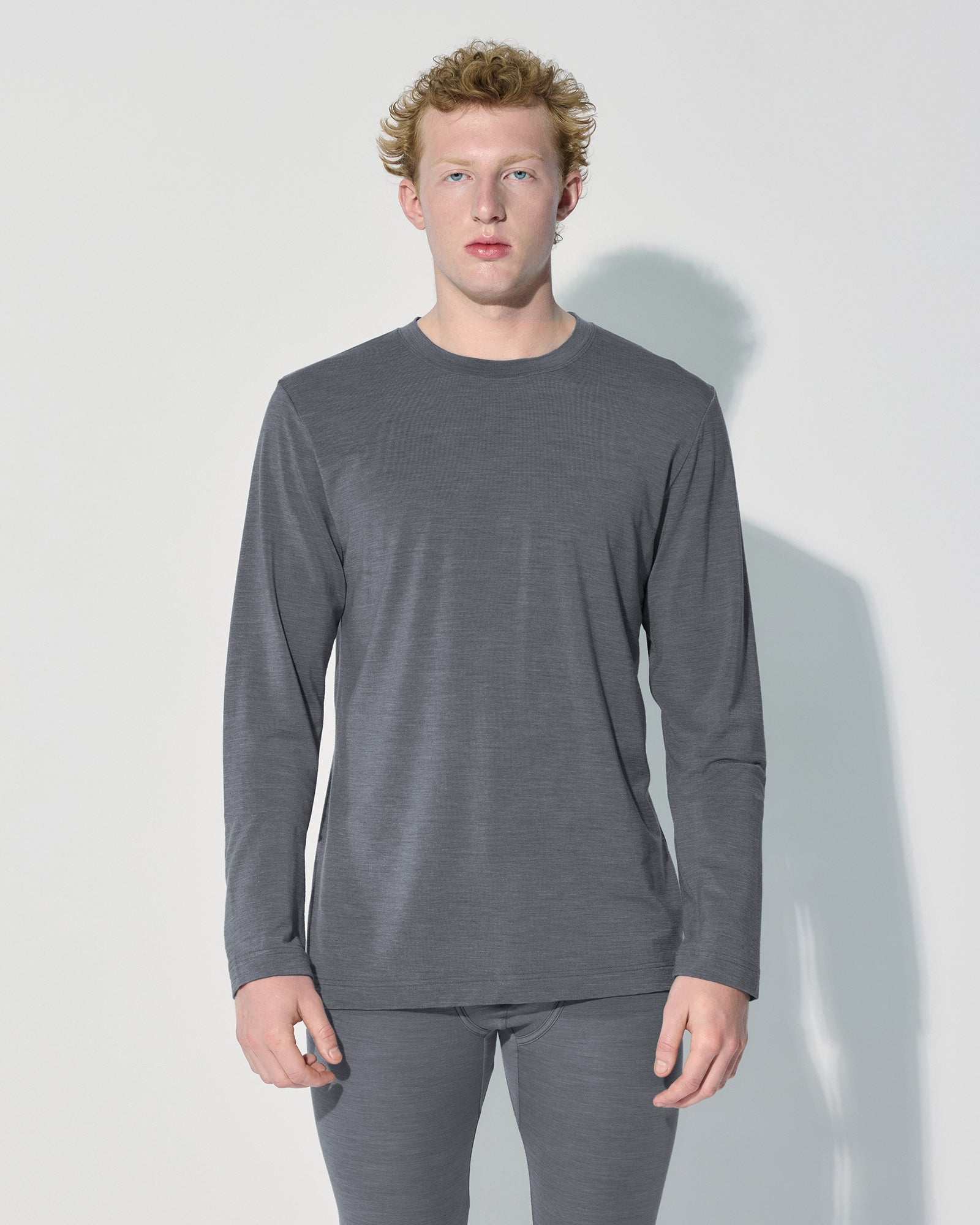 Men's Merino Blend Long Sleeve T-Shirt in Grey Melange | Shop—CDLP