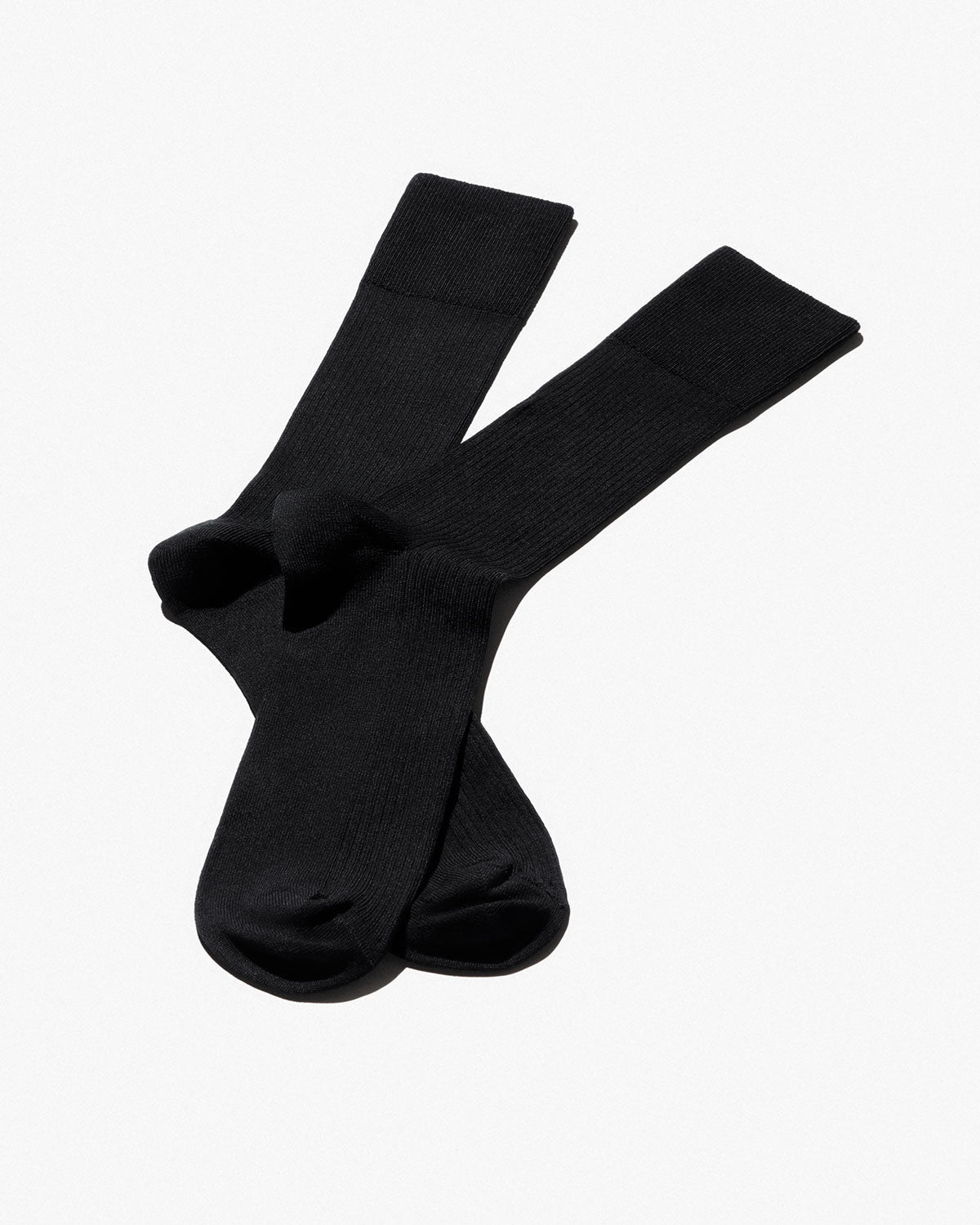 Men's Mid Length Cotton Rib Socks in Black - CDLP