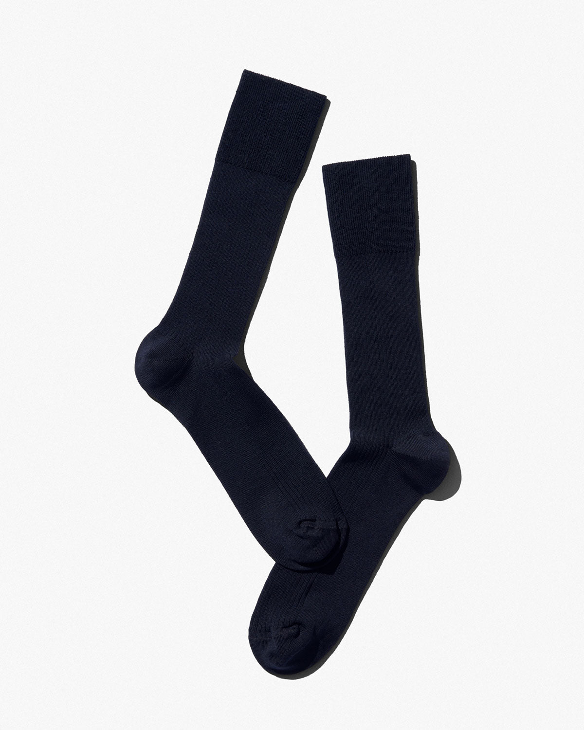 Men's Mid Length Cotton Rib Socks in Dark Navy - CDLP