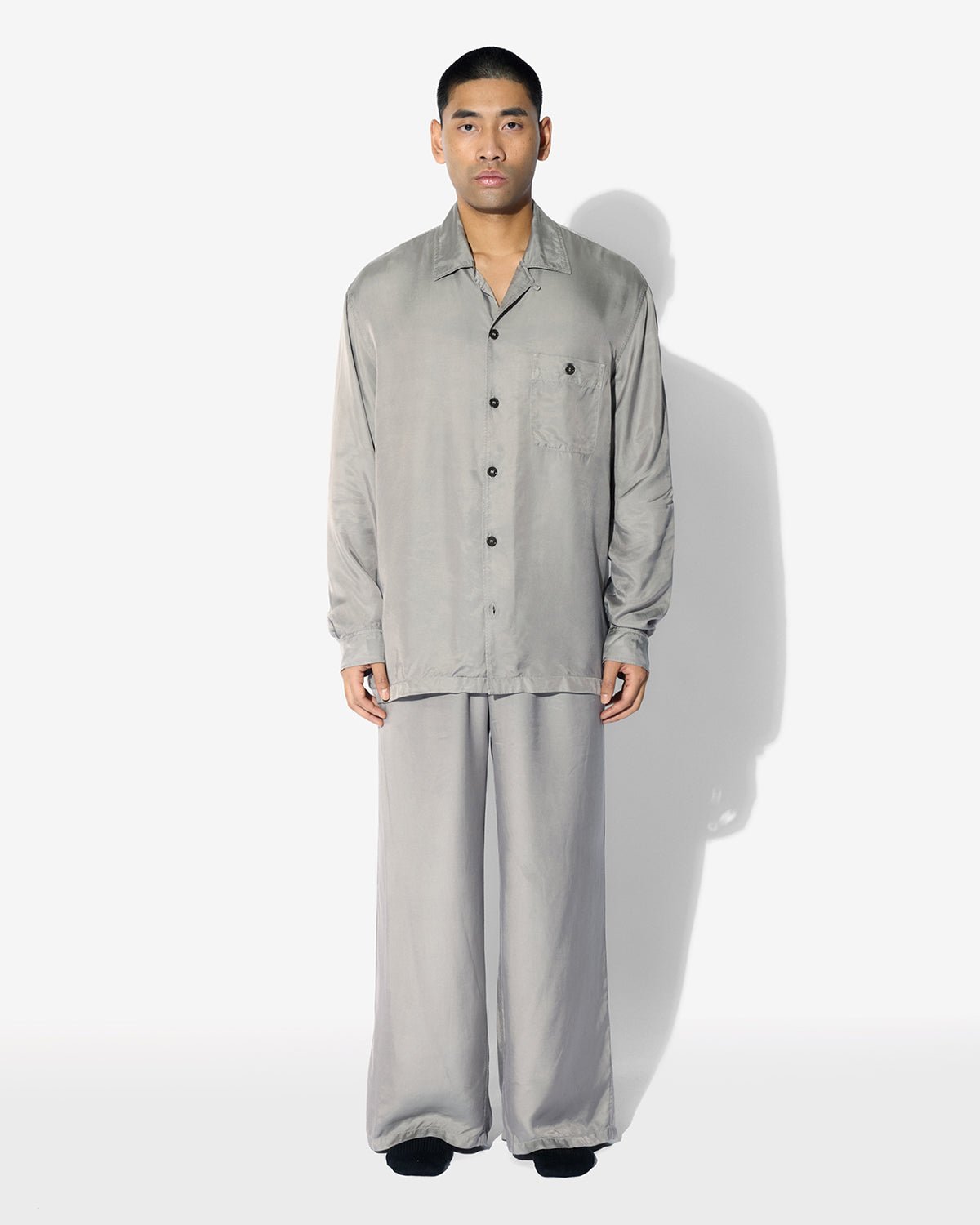 Men's Satin Cupro Shirt in Mud Grey | Shop now — CDLP