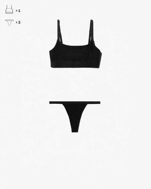 Underwear Set: Scoop Bralette + 3 × String Thong - CDLP