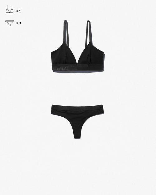 Underwear Set: Triangle Bralette + 3 × Thong - CDLP