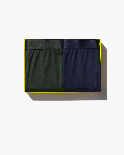 2 × Lyocell Long Johns in Army Green + Navy Blue folded in yellow signature box ### main_image