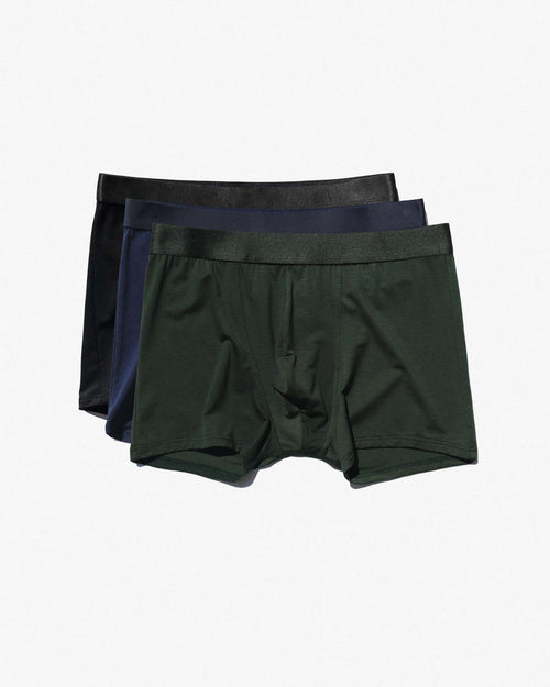 3 × Lyocell Boxer Brief in Black + Navy Blue + Army Green