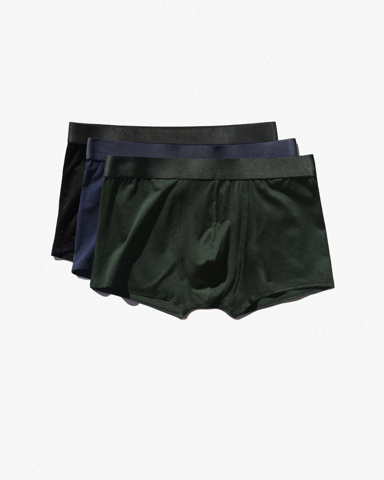 3 × Lyocell Boxer Trunk in Black + Navy Blue + Army Green 