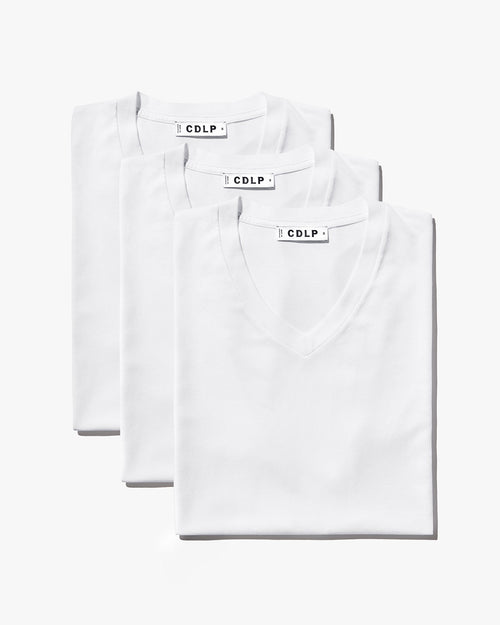 3-pack Lyocell V-Neck Midweight T-Shirt in White