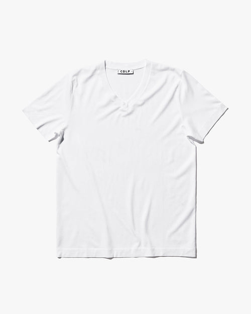 Lyocell V-Neck Midweight T-Shirt in White