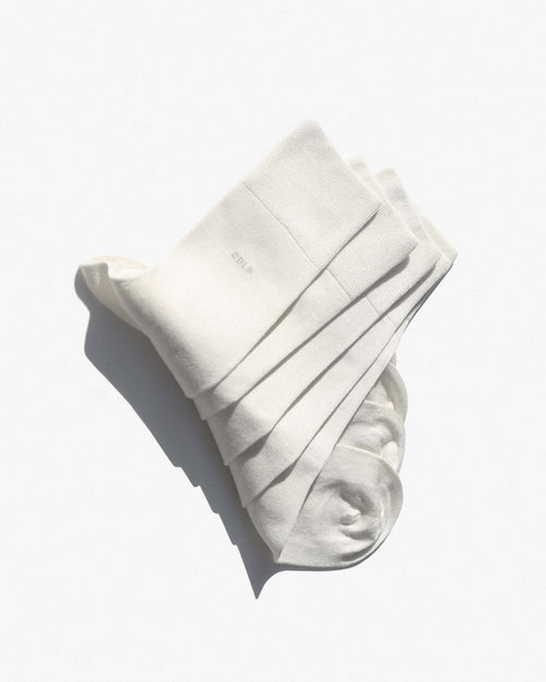 Bamboo Mid-Length Socks in White folded ### main_image