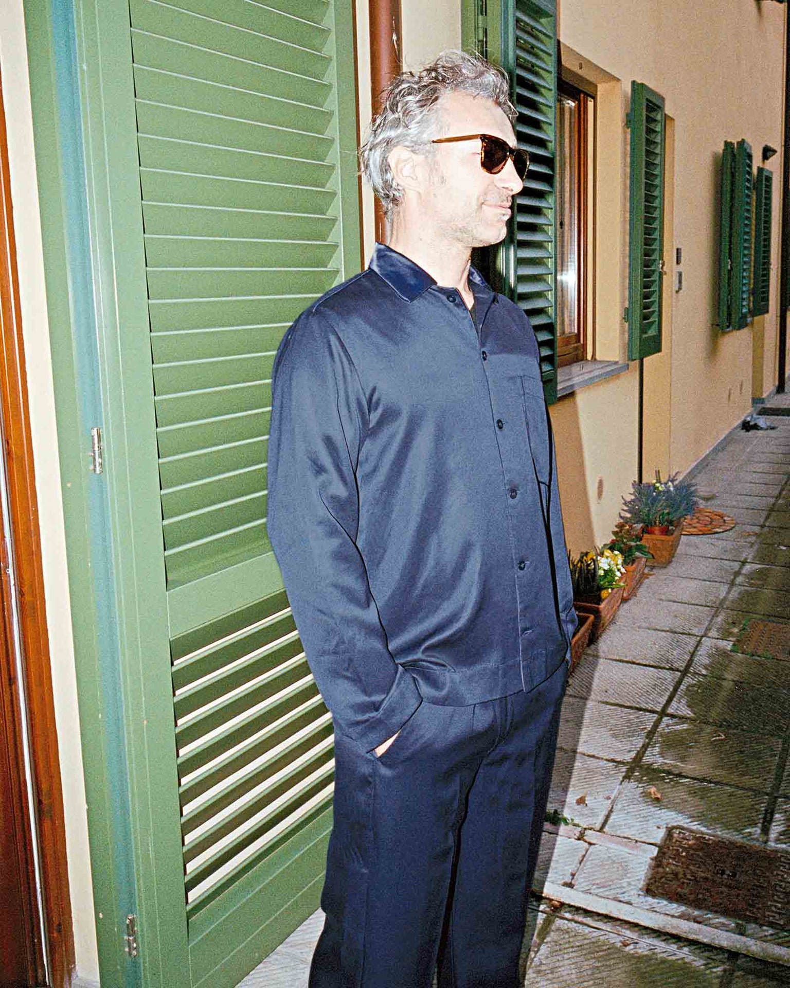 Francesco Standing outside wearing Home Shirt in Navy Blue