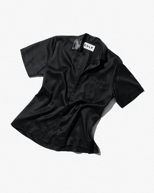 Home Shirt Short-Sleeve in Black made of Lyocell