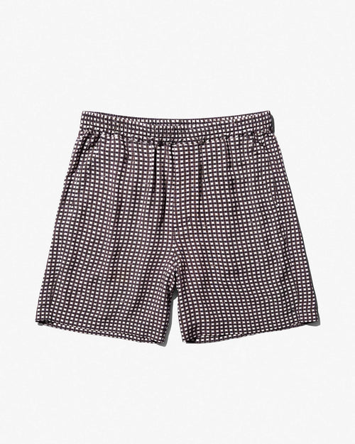 Pool Shorts in Burgundy Check
