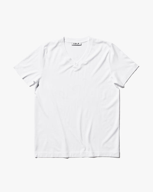 Lyocell V-Neck Midweight T-Shirt in White